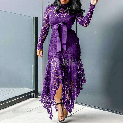 Affordable Brand New Dress Lace Women Dress Bodycon Evening Party Ladies Maxi Dresses Long Sleeve Plus Size Prom