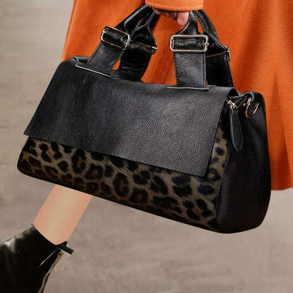 Aidrani Classic Leopard Pattern Genuine Leather Women's Bag Large Capacity Women's Handbag Cowhide Casual Shoulder Bag