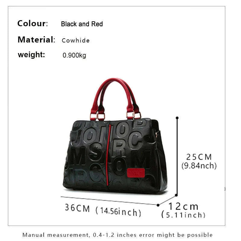 Aidrani  Fashionable women's large capacity handbag with letter design, made of 100% cowhide material,