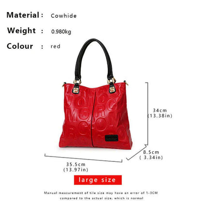 Aidrani  New Trendy Letter Printed Women's Handbag First Layer Cowhide Large Capacity Portable One Shoulder Underarm Bag
