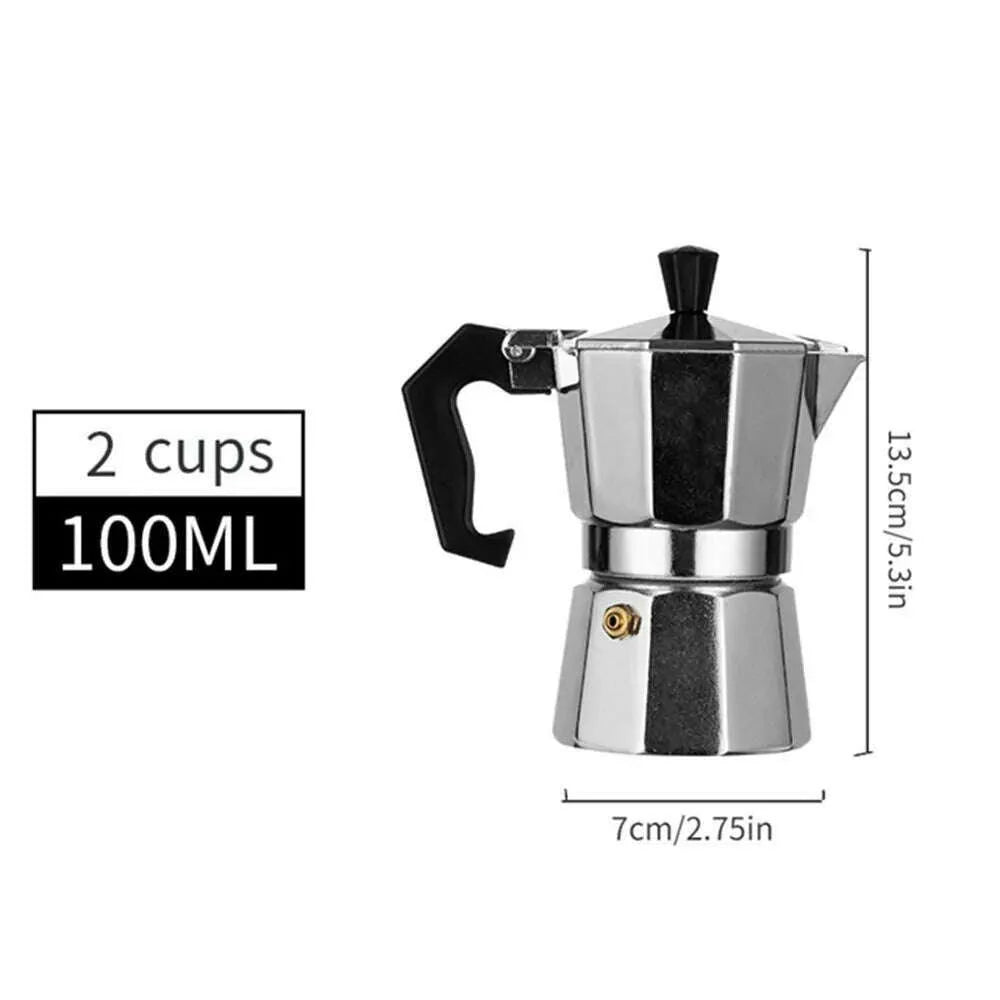 Aluminum Coffee Kettle Household Italian Octagonal Moka Coffee Tea Pot Office Home Travel Outdoor Camping Tableware Equipment