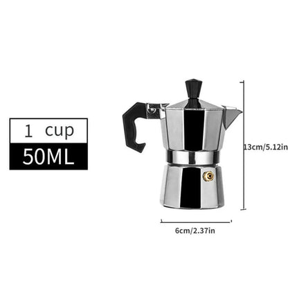 Aluminum Coffee Kettle Household Italian Octagonal Moka Coffee Tea Pot Office Home Travel Outdoor Camping Tableware Equipment