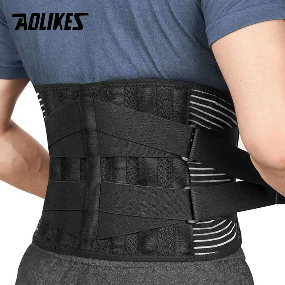 AOLIKES Lower Back Brace with 6 Stays Anti-skid Orthopedic Lumbar Support Breathable Waist Support Belt for Gym Pain Relief