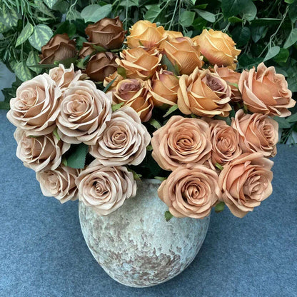Artificial Silk Rose Bouquet Romantic Wedding Bridal Bouquet Home Garden Desktop Flower Arrangement Photography  Fake Flowers