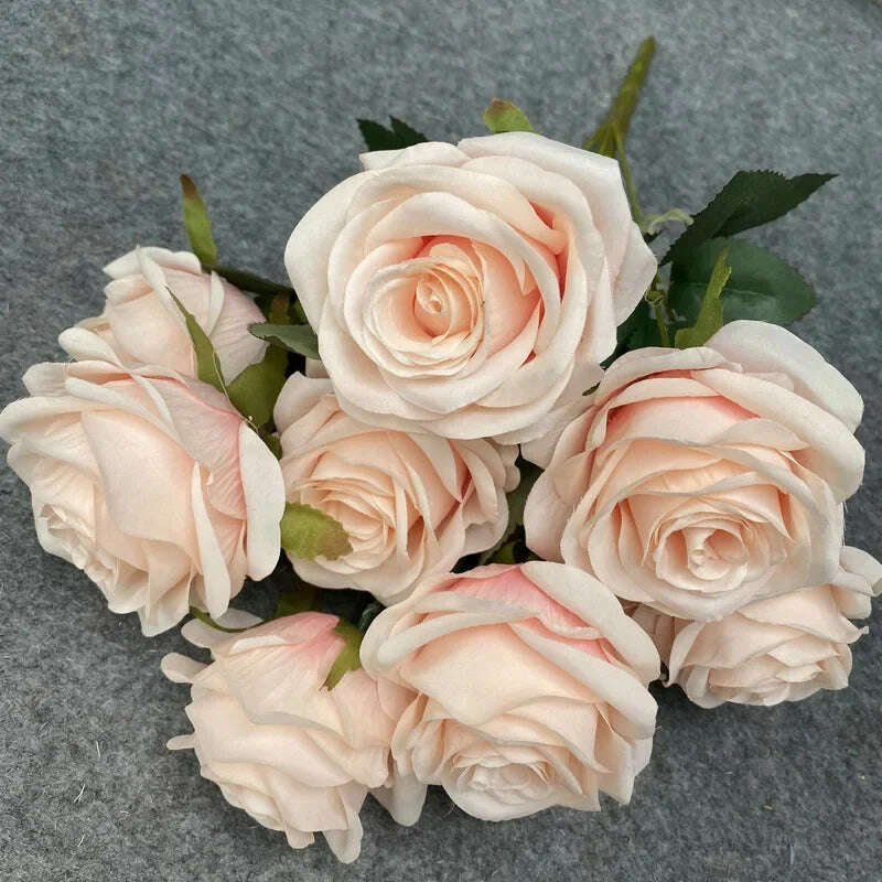 Artificial Silk Rose Bouquet Romantic Wedding Bridal Bouquet Home Garden Desktop Flower Arrangement Photography  Fake Flowers