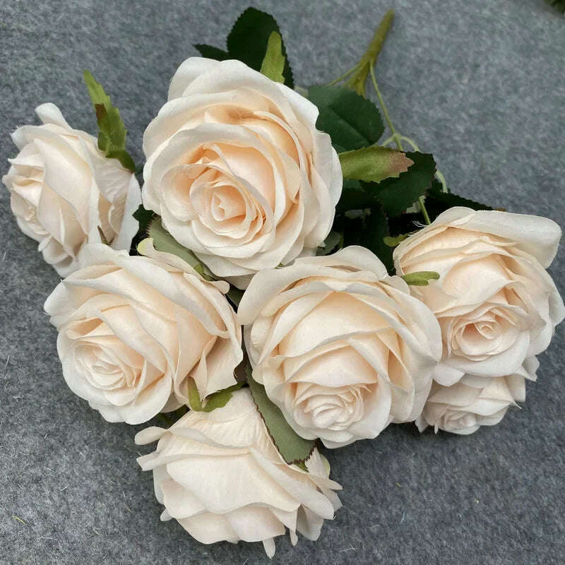 Artificial Silk Rose Bouquet Romantic Wedding Bridal Bouquet Home Garden Desktop Flower Arrangement Photography  Fake Flowers