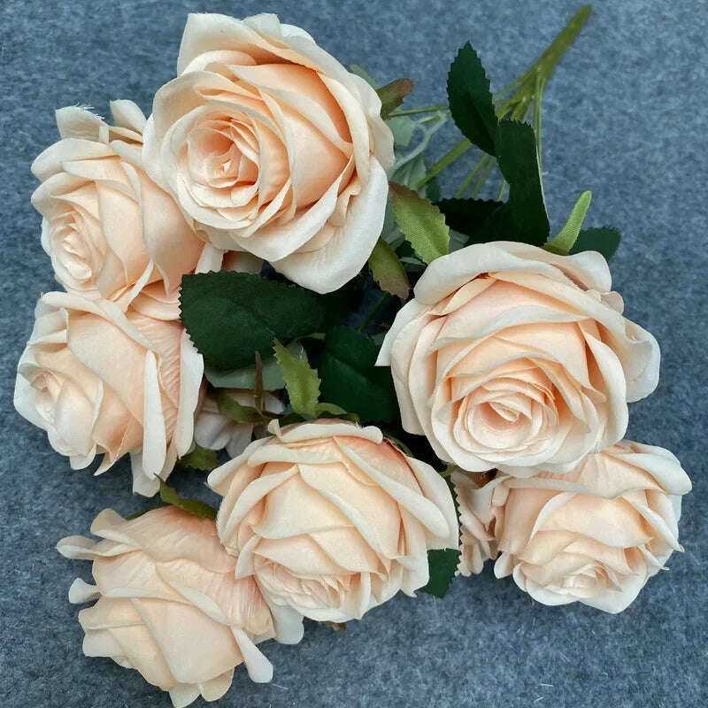 Artificial Silk Rose Bouquet Romantic Wedding Bridal Bouquet Home Garden Desktop Flower Arrangement Photography  Fake Flowers