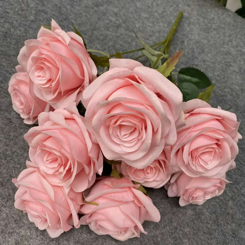 Artificial Silk Rose Bouquet Romantic Wedding Bridal Bouquet Home Garden Desktop Flower Arrangement Photography  Fake Flowers