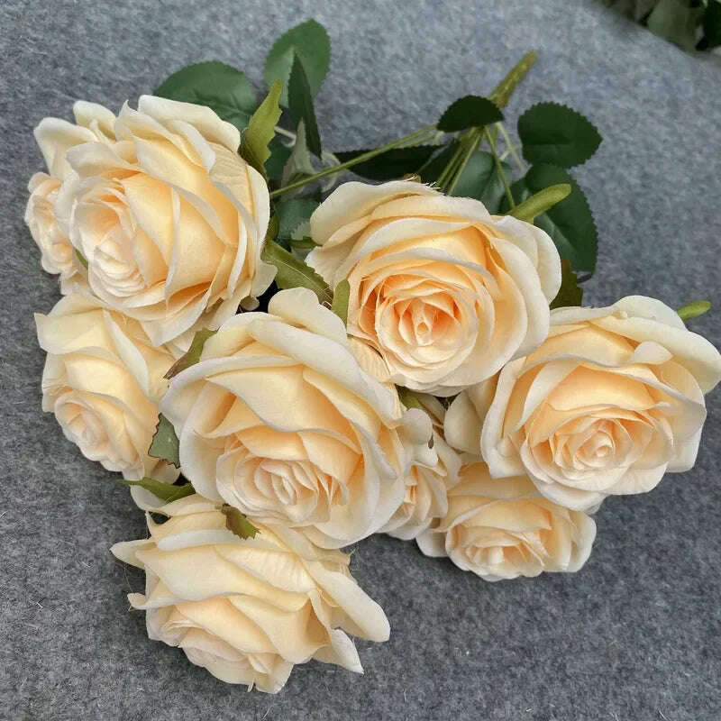 Artificial Silk Rose Bouquet Romantic Wedding Bridal Bouquet Home Garden Desktop Flower Arrangement Photography  Fake Flowers