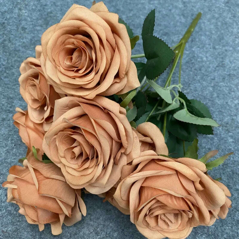 Artificial Silk Rose Bouquet Romantic Wedding Bridal Bouquet Home Garden Desktop Flower Arrangement Photography  Fake Flowers