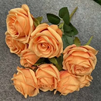 Artificial Silk Rose Bouquet Romantic Wedding Bridal Bouquet Home Garden Desktop Flower Arrangement Photography  Fake Flowers
