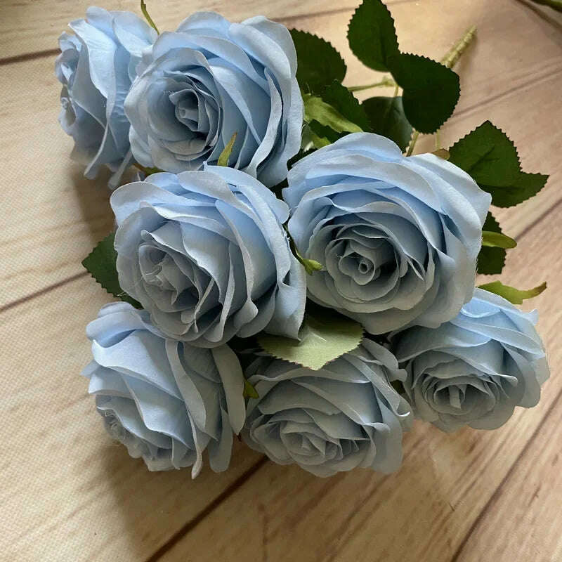 Artificial Silk Rose Bouquet Romantic Wedding Bridal Bouquet Home Garden Desktop Flower Arrangement Photography  Fake Flowers