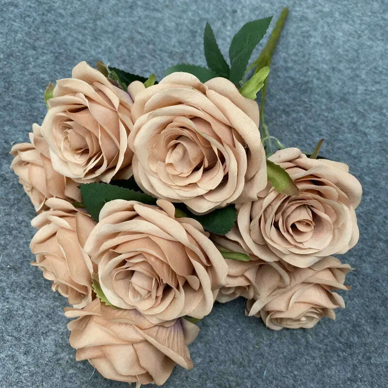 Artificial Silk Rose Bouquet Romantic Wedding Bridal Bouquet Home Garden Desktop Flower Arrangement Photography  Fake Flowers