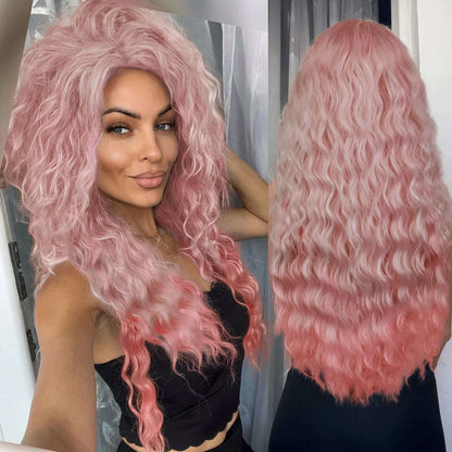 Ash Blonde Curly Wig Synthetic Long Curly Hair Wigs for Women Fluffy Hairstyle Wave Ombre Wig Costume Carnival Party Regular Wig