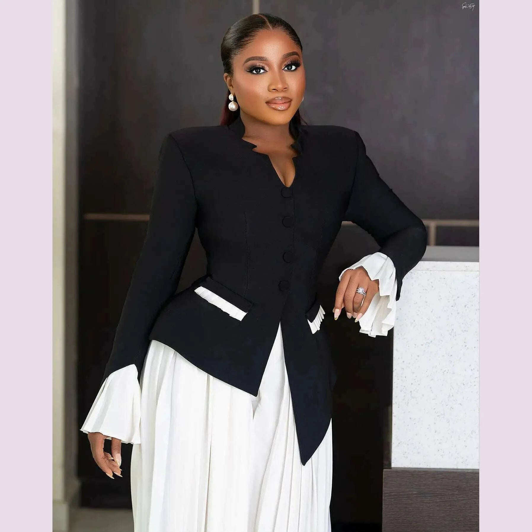 Aso Ebi Stylished Women Sets Blouse And Pleated Loose Set 2 Pieces African Formal Party Dresses Women Wedding Guest Dress