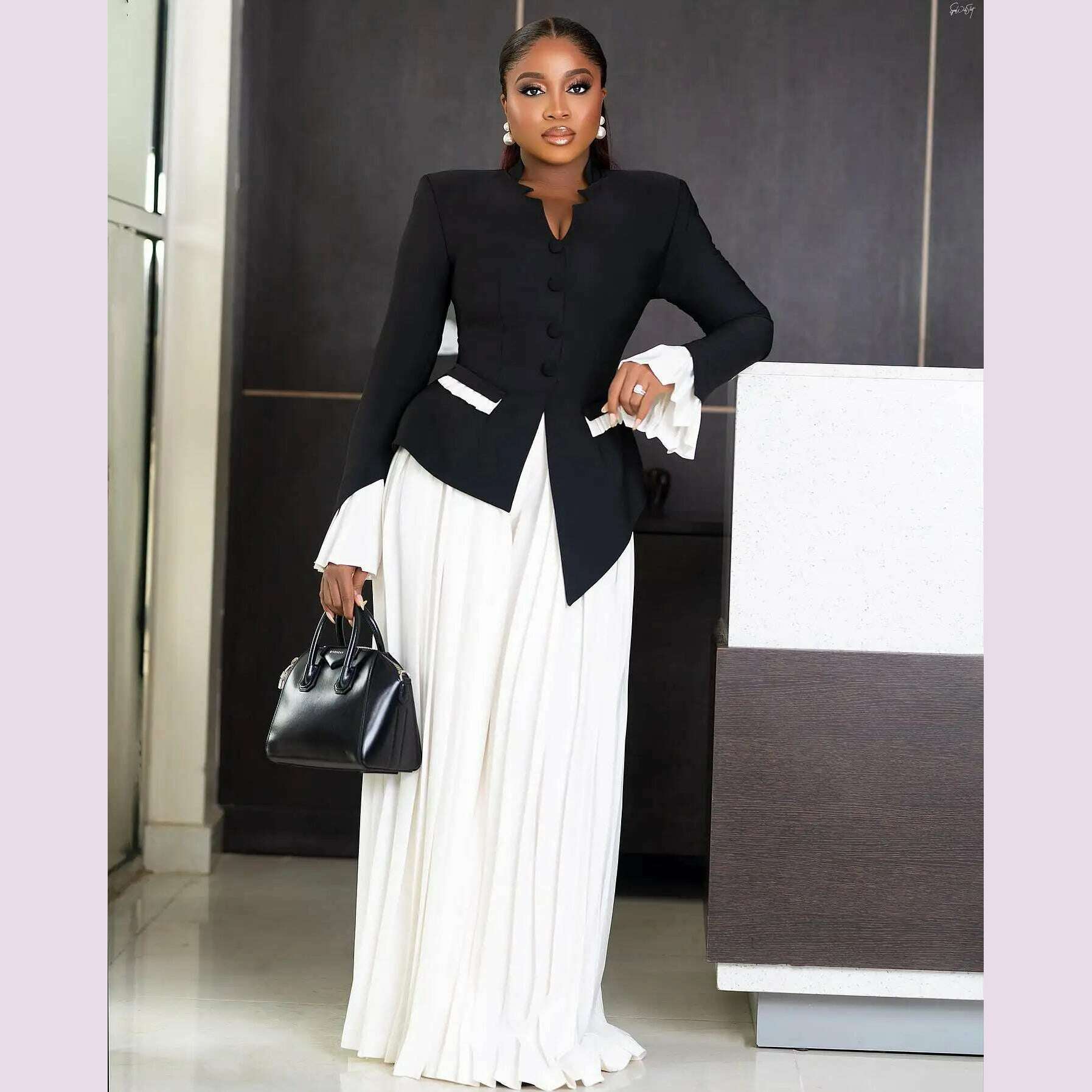 Aso Ebi Stylished Women Sets Blouse And Pleated Loose Set 2 Pieces African Formal Party Dresses Women Wedding Guest Dress