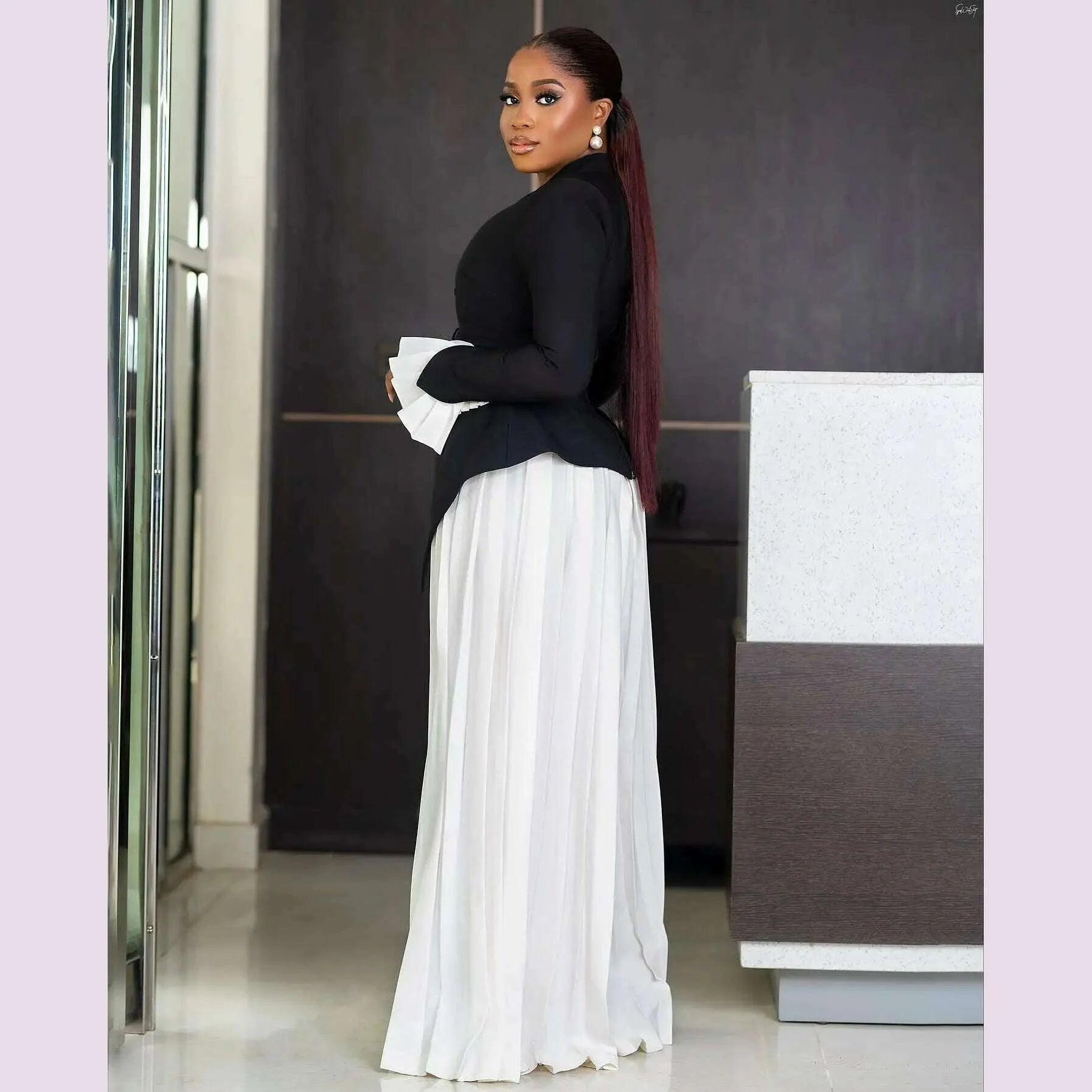 Aso Ebi Stylished Women Sets Blouse And Pleated Loose Set 2 Pieces African Formal Party Dresses Women Wedding Guest Dress