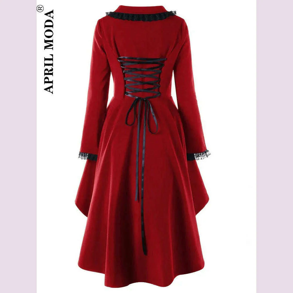 Asymmetrical Lace Patchwork Bandage Trench Gothic Vintage Mid-long Coat Women Black Belt Cloak Windbreaker Female Abrigos Brazil