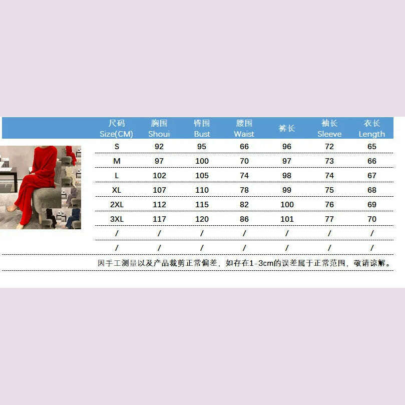 Autumn/winter Fashion Casual O-Neck Pullover Tops Knitted Pant New Homewear Pajama Winter Solid Women Two Piece Set Homewear