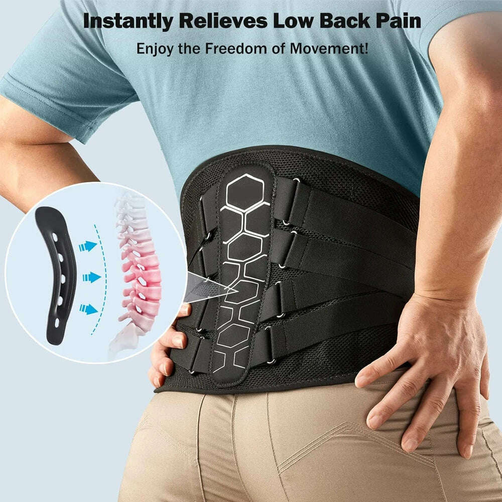 Back Brace for Lower Back Pain Relief, Back Support Belt for Heavy Lifting, Lumbar Support with Lumbar Pad for Herniated Disc