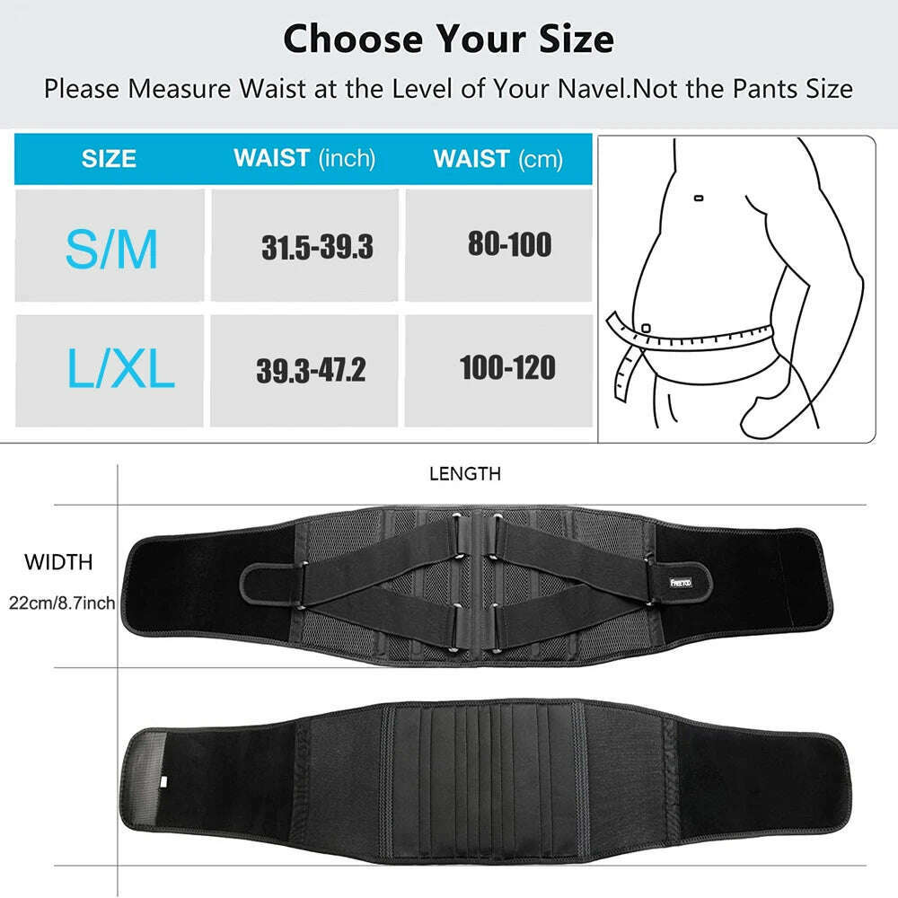 Back Brace Lower Back Pain Relief with 7 Stays, Adjustable Back Support Belt, Anti-skid Lumbar Support for Sciatica Scoliosis