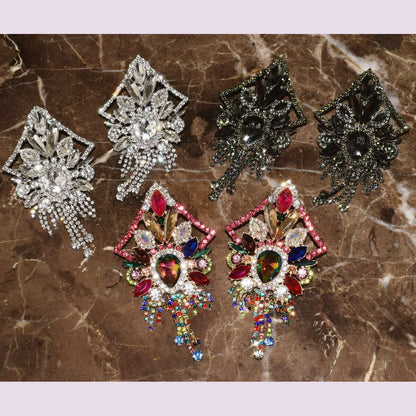 Baroque Styley Geogous Shiny Rhinestone Gems Dangle Earrings For Women Fashion Jewelry Party Show Statement Earrings Accessories