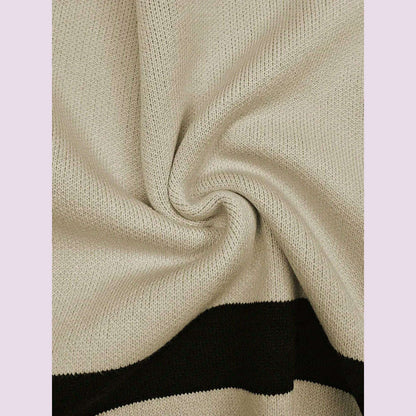 Beautyblue 2 Piece Sets Women Outfit Pant Sets 2025 New Round-Neck Pullovers Khaki Sweater Striped Wide Leg Pants Tops&Bottoms