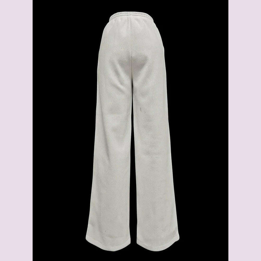 Beautyblue Striped Pants for Female Drawstring Bottoms Autumn Casual Loose Contrast Color Felt Clothes Elegant Women's Trousers