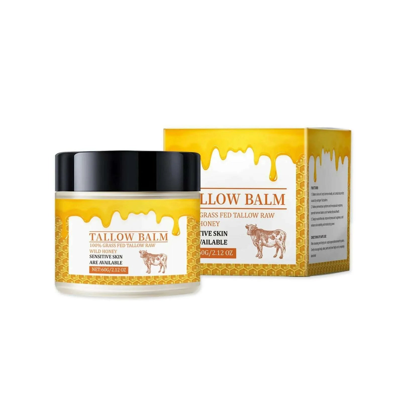 Beef Tallow Balm, Beef Tallow Cream For Skin Care, Wrinkle Tallow Balm, Grass Fed Tallow  Wild Honey, Face And Body Moisturizer