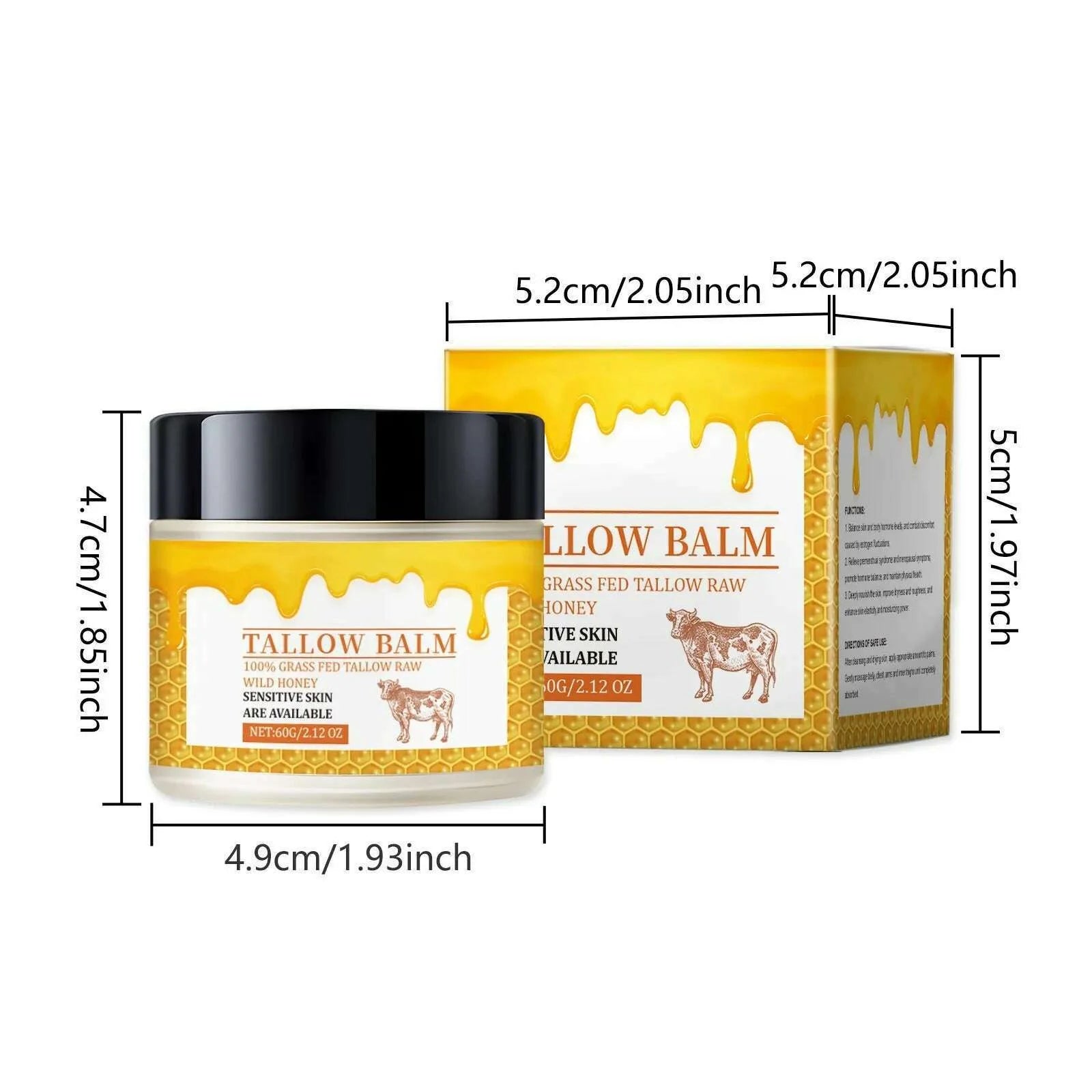 Beef Tallow Balm, Beef Tallow Cream For Skin Care, Wrinkle Tallow Balm, Grass Fed Tallow  Wild Honey, Face And Body Moisturizer