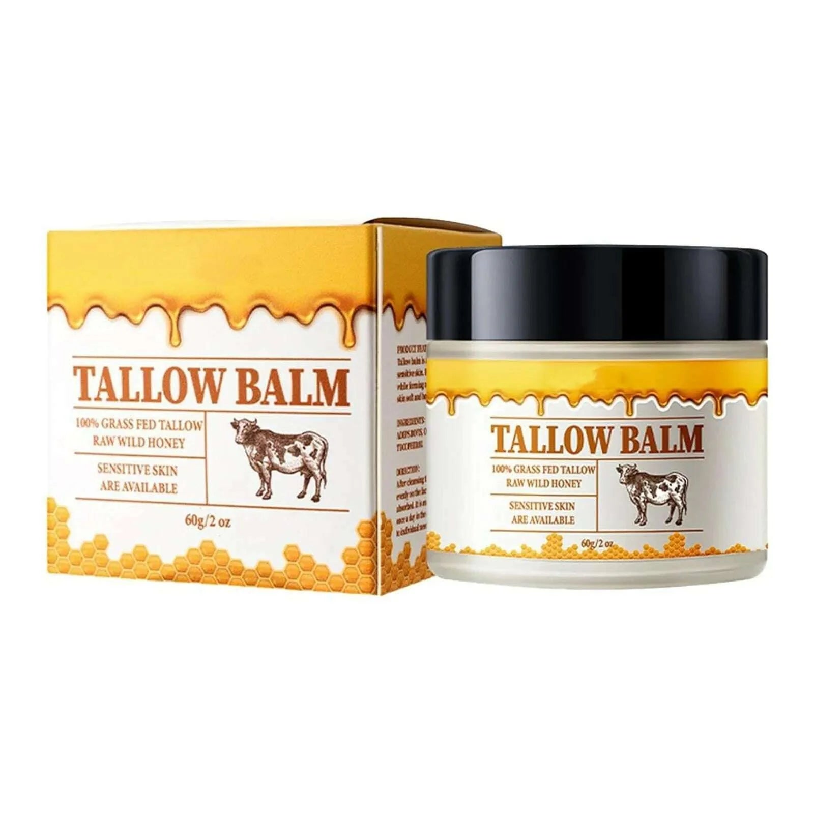 Beef Tallow Paste For Skin Care 60g Beef Neck Balm Grass Fed Tallow Wild Honey Face And Body Whipped Moisturizer For All Skin