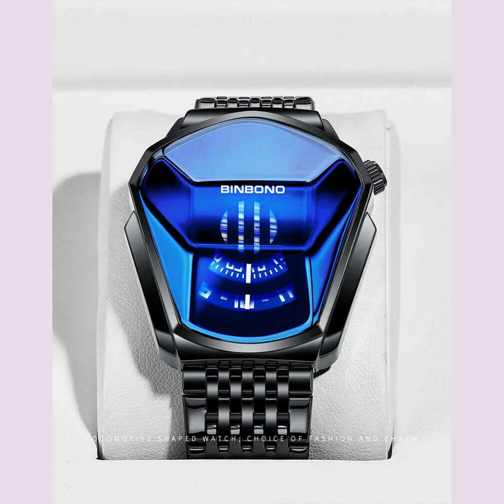 BINBOND Fashion Luxury Unique Military Motorcycle Stainless Steel Business Sports Men's Golden Watch Style Concept With box