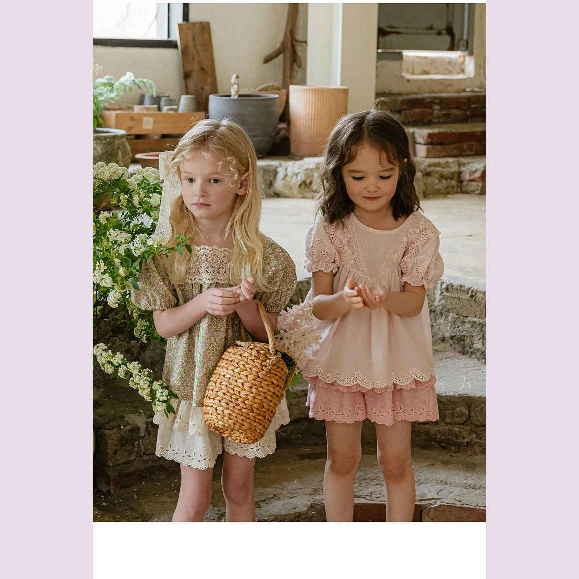 Blouses Summer Korea Girls Children Clothing Sweet Lovely Cotton Puff Sleeve Short Sleeved Shirt 2024 Simple Fashion