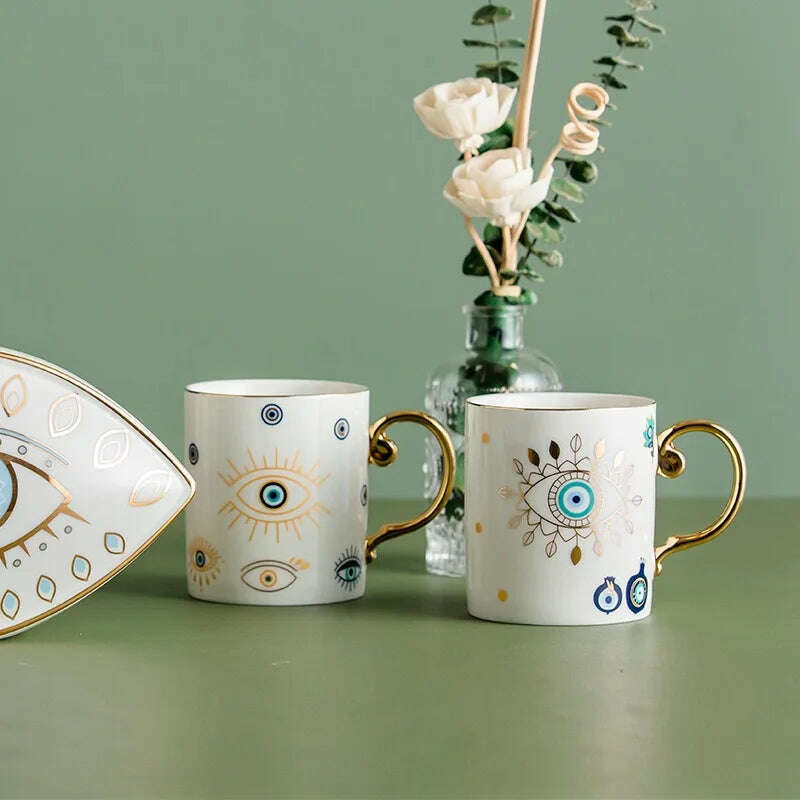 Blue Eye Coffee Cup Devil's Eye Turkish Ceramic Mug Home Breakfast Milk Novelty Cup Water Cup Afternoon Tea Cup Couples Gifts