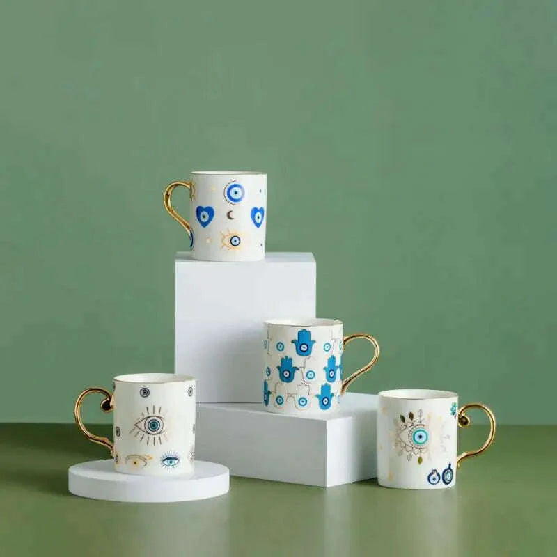 Blue Eye Coffee Cup Devil's Eye Turkish Ceramic Mug Home Breakfast Milk Novelty Cup Water Cup Afternoon Tea Cup Couples Gifts