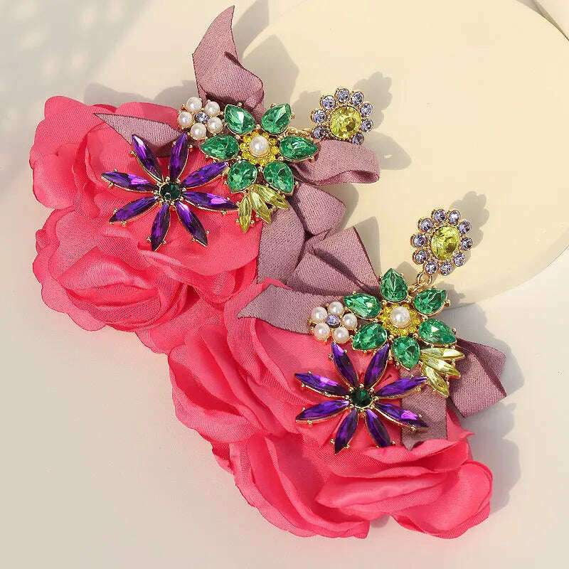 Bohemian Flowers Big Dangle Earrings For Women Trendy Luxury Vintage Fairy Wedding Party Jewelry Accessoies