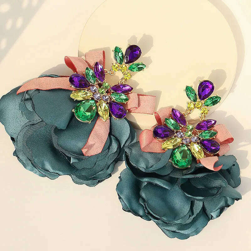 Bohemian Flowers Big Dangle Earrings For Women Trendy Luxury Vintage Fairy Wedding Party Jewelry Accessoies