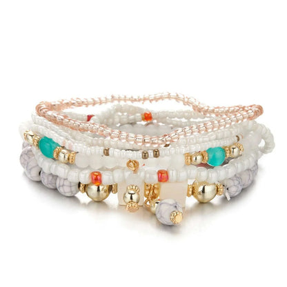 Bohemian Handmade Braided Resin Beaded Bracelets For Women Summer Colorful Natural Stone Geometric Chain Bangle Girls Jewelry