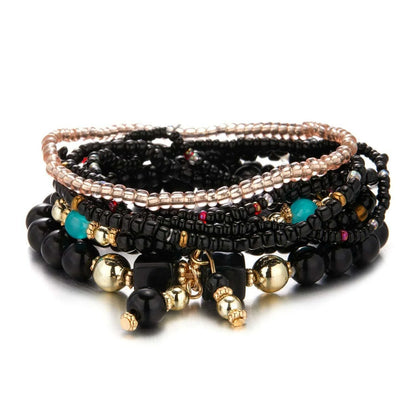 Bohemian Handmade Braided Resin Beaded Bracelets For Women Summer Colorful Natural Stone Geometric Chain Bangle Girls Jewelry
