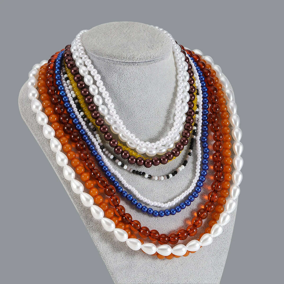 Bohemian Multi-layered Long Necklace, Imitation Pearl Necklace, Suitable for Daily Wear, Fashion Jewelry Accessories Wholesale