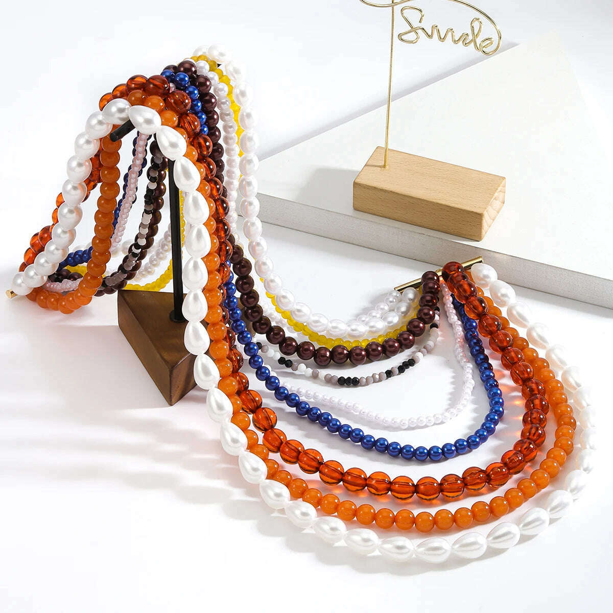 Bohemian Multi-layered Long Necklace, Imitation Pearl Necklace, Suitable for Daily Wear, Fashion Jewelry Accessories Wholesale