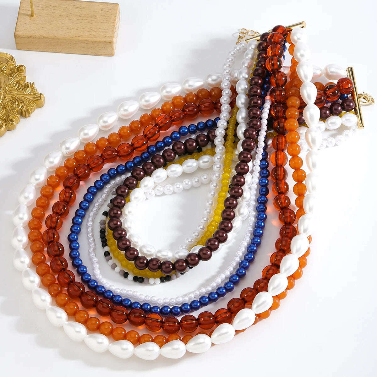 Bohemian Multi-layered Long Necklace, Imitation Pearl Necklace, Suitable for Daily Wear, Fashion Jewelry Accessories Wholesale