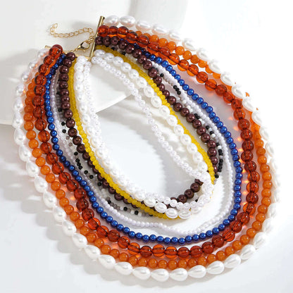 Bohemian Multi-layered Long Necklace, Imitation Pearl Necklace, Suitable for Daily Wear, Fashion Jewelry Accessories Wholesale