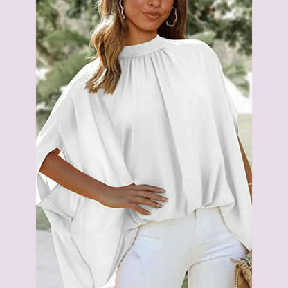 Boho Women's Blouse Elegant Short Sleeve Loose Fashion O-neck White Femme Top Casual Chiffon Blouses For Women 2023 New Summer