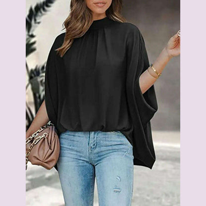 Boho Women's Blouse Elegant Short Sleeve Loose Fashion O-neck White Femme Top Casual Chiffon Blouses For Women 2023 New Summer