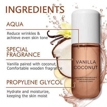 Brand Coconut Vanilla Women's Perfume Light Fragrance Long-lasting Hair Body Spray Men's Cologne Floral Fragrance 50ml Perfume