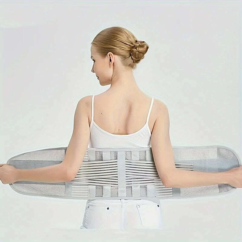 Breathable Lumbar Support Belt With 5 Reinforced Support Plates,Adjustable Back Brace Waist Trainer For HerniatedDisc Protection