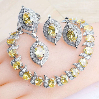 Bridal Jewelry Sets Silver 925 Wedding Jewelry Blue Zirconia For Women Rings Pendant Necklace Earrings Stones Bracelets Set