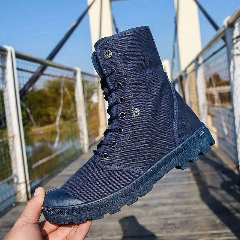 Canvas Boots Men Boots High Top Shoes for Men 2024 New Trend Platform Cuff Shoes Men Casual Ankle Boots Military Bota Masculina