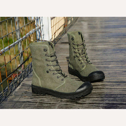 Canvas Boots Men Boots High Top Shoes for Men 2024 New Trend Platform Cuff Shoes Men Casual Ankle Boots Military Bota Masculina